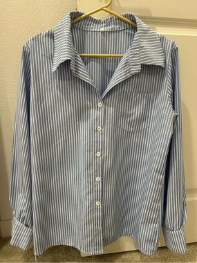 Striped Blue & White Button-Up Shirt